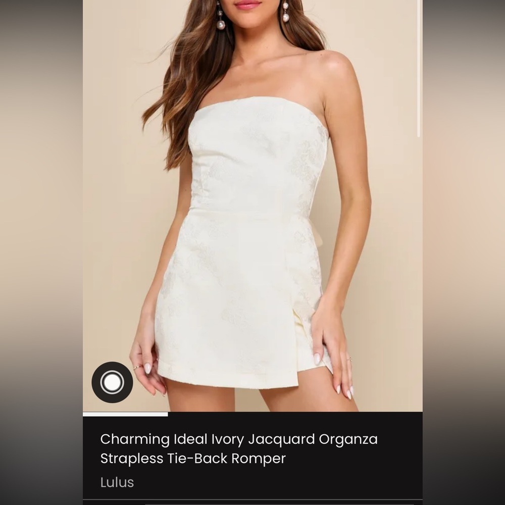 Lulu's Ivory Jacquard Strapless Romper